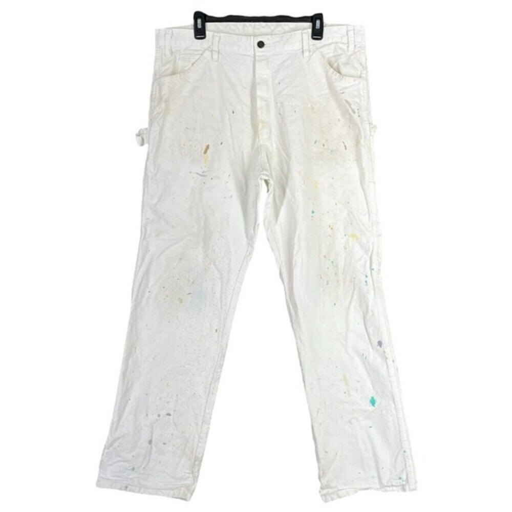 Dickies Work‎ Pants Men 38x31 Utility Carpenter Pocket Straight Paint Splatter